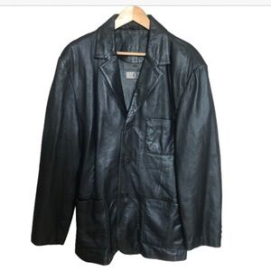 Orvieto Black Leather Blazer Jacket Large